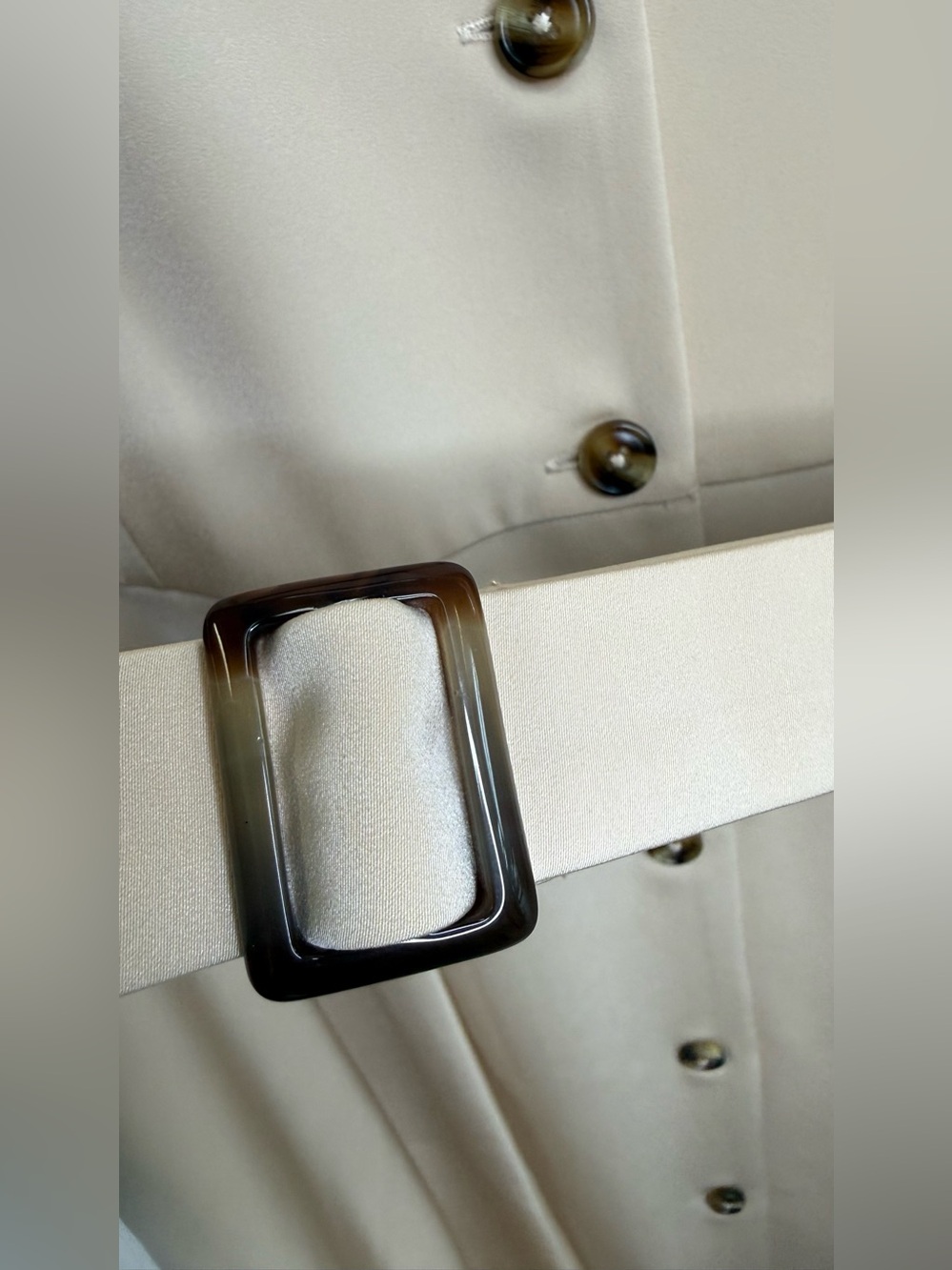 Elegant Champagne 100% Acetate Button-Front Midi Dress - Picture 7 of 7